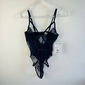 Elegant Moments Navy Lingerie Body Suit NWT Size S